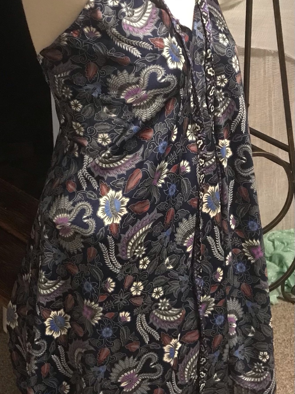 Floral Paisley Navy Halter Dress - Women